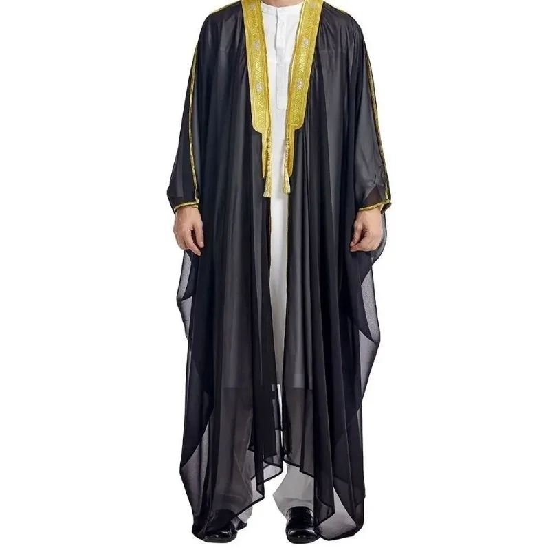 

Priest Cape Cloak Arab Embroidery Long Sleeve Tassel Gold Bead Men Rob