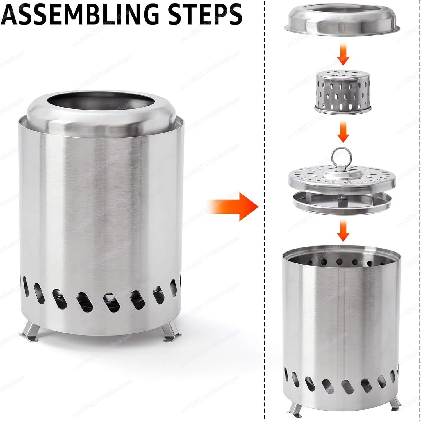 Stainless steel outdoor camping barbecue bonfire stove courtyard secondary burning smokeless heating wood stove