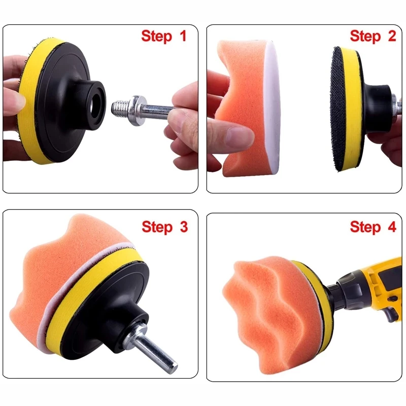 3inch Car Sponge Polishing Pad Set Polishing Buffer Waxing Adapter Drill Kit for Auto Body Care Headlight Restoration Kit