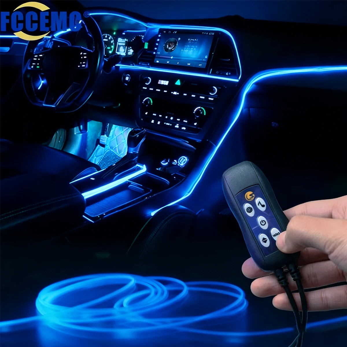 

Car Interior Atmosphere Lighting USB RGB DIY Flexible Optical Fiber Strips Multiple Modes Decorative Ambient Lamp Car Neon Light
