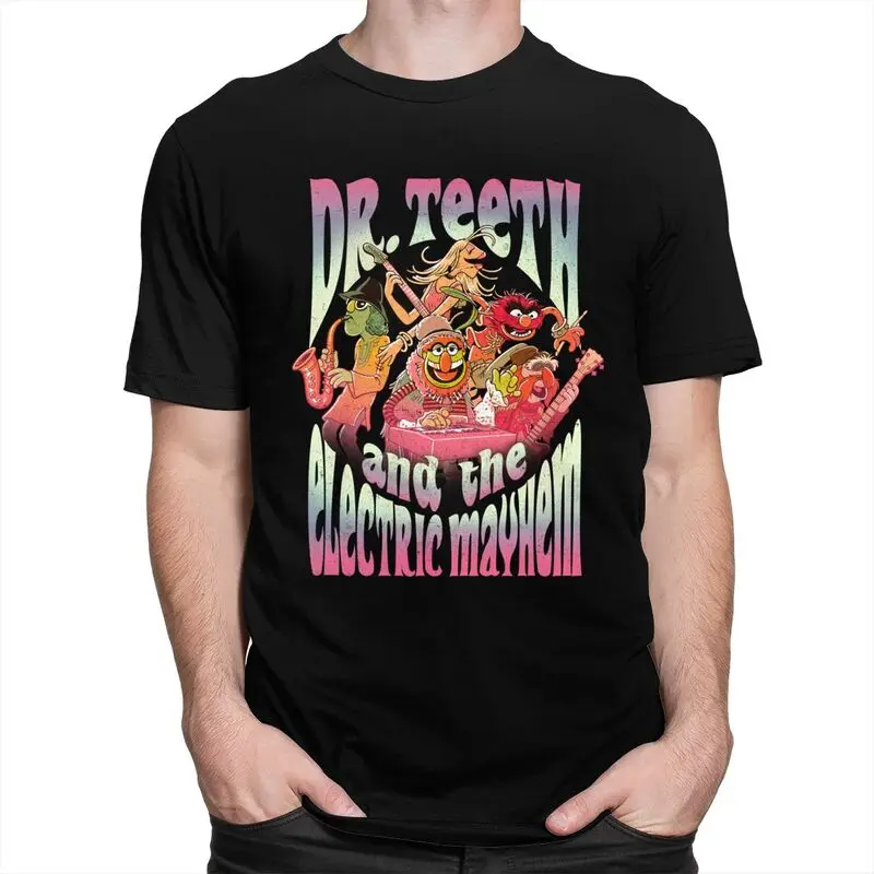 Muppets Dr. Teeth And The Electric Mayhem T Shirt Men Pre-shrunk Cotton Tshirt Stylish Tee Short Sleeves Anime Cartoon T-shirt