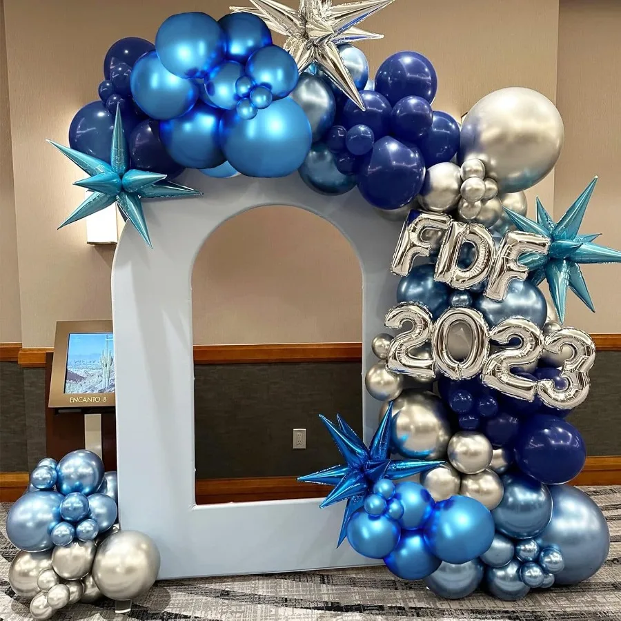 Kit arco ghirlanda di palloncini metallizzati blu argento da 87 pezzi con palloncini in lattice coriandoli blu argento da 18 12 10 e 5 pollici per bi elegante