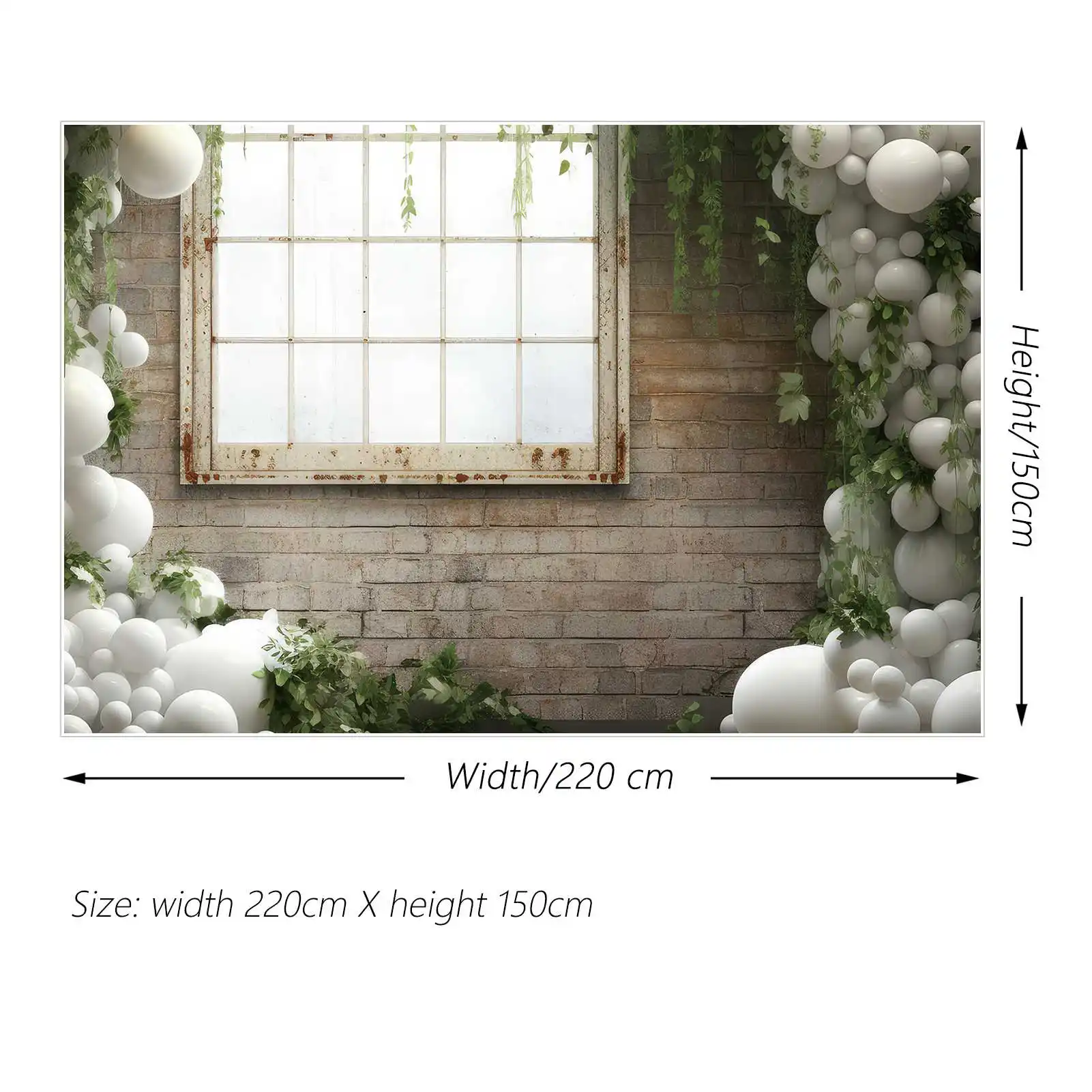 MOON.QG fondale matrimonio mattone ritratto finestra per foto drappeggio palloncino bianco erba verde sfondo decorazione festa di compleanno