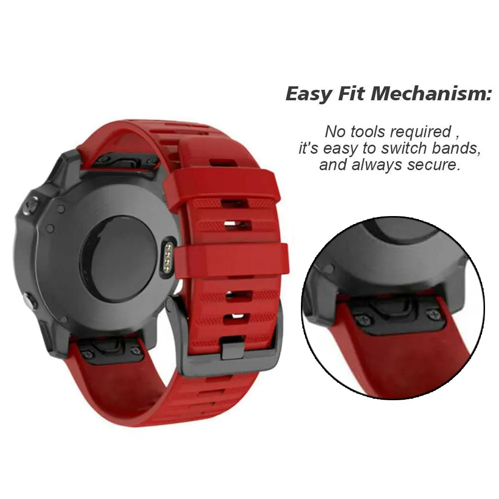 26 22 20mm Silicone Watchband For Garmin Fenix 7X 7 7S Pro 6X 6 6X Easyfit Wristband Fenix 5 5X 5S Plus Straps Smartwatch Belt