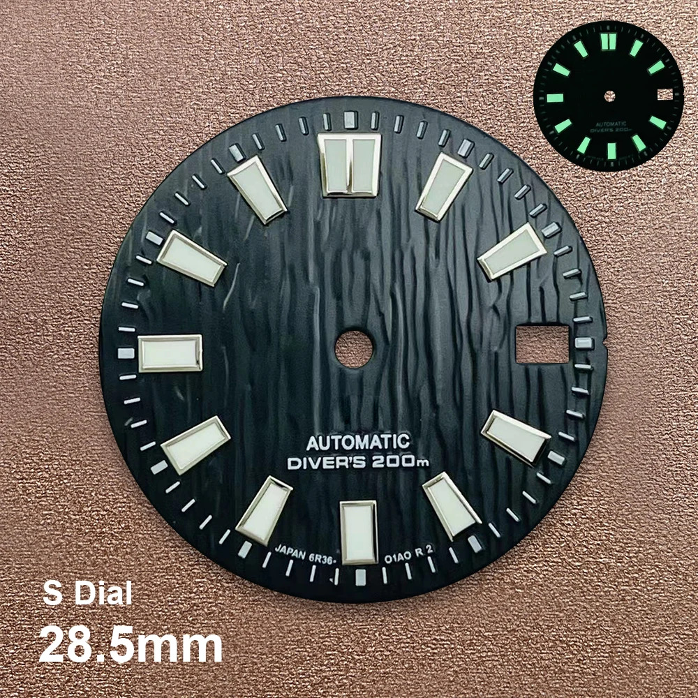 28.5 مللي متر S شعار الطلب مناسبة ل NH35/NH36/7S/4R الحركة اليابانية C3 الأخضر مضيئة ساعة عالية الجودة تعديل الملحقات