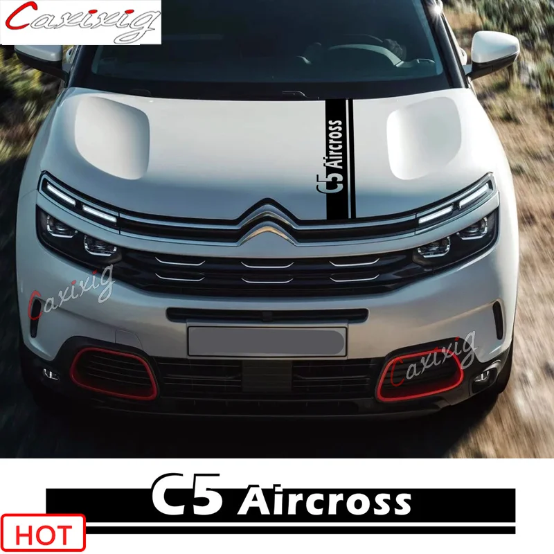 Car Hood Bonnet Stripes Sticker Racing Sport Styling Auto Engine Cover Decor Stickers Body Vinyl Decals For Citroen C5 Aircross