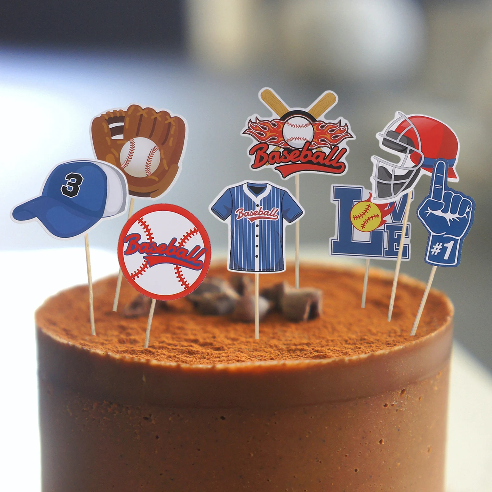 

24 Pieces Baseball Cake Toppers Cupcake Decorations Sports Party Favors Unique Birthday Picks Cake Decorations Fruit Picks Usa