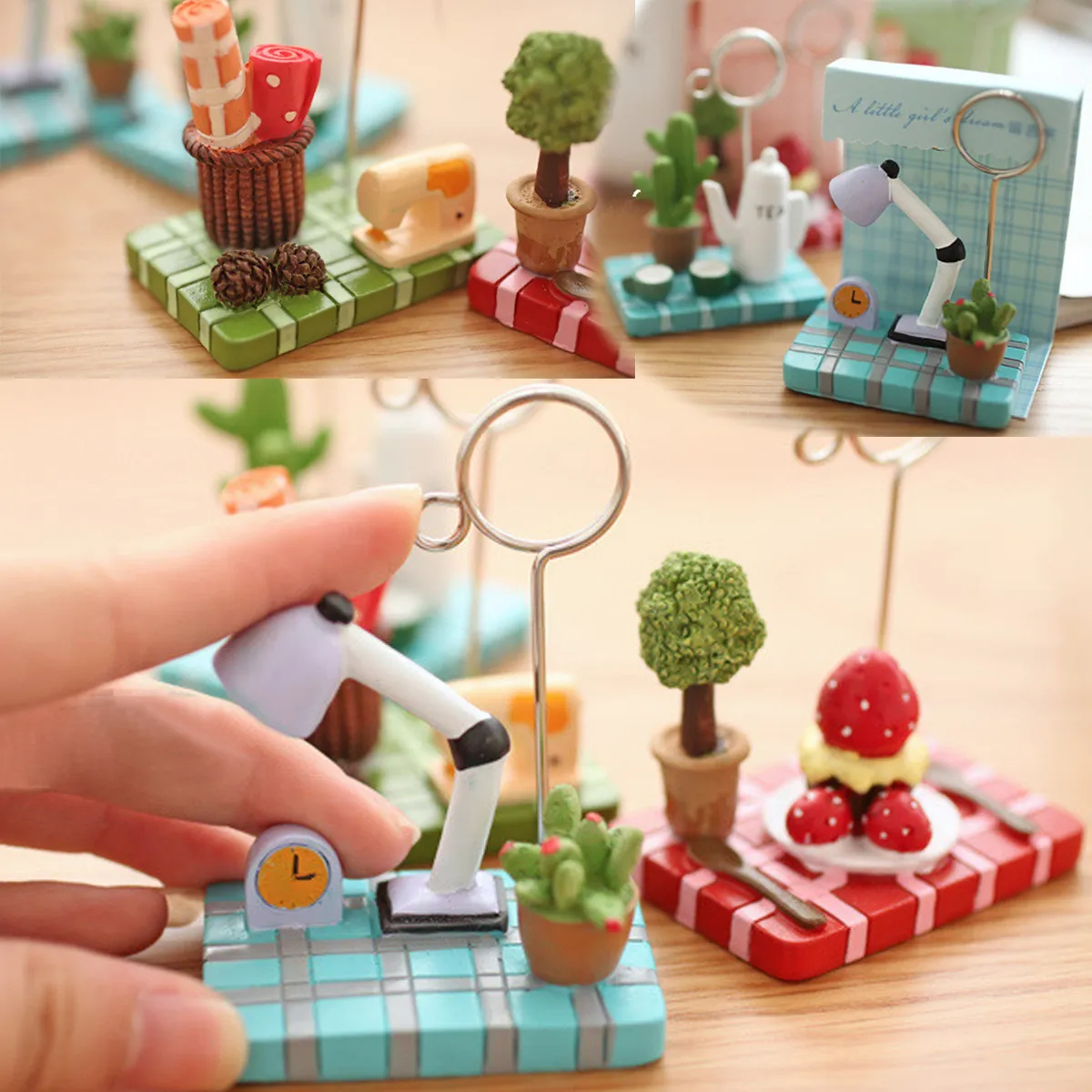 Succulent Plants Microlandschaft Memo Clips Photo Holder Stand Desktop Note Clip Clip Card Teapot Decoration Photo Holder