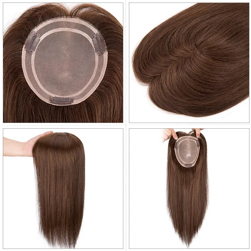 5.5X6Inch Fijne Mono Menselijk Haar Toppers Voor Vrouwen Chinese Cuticula Maagdelijk Menselijk Haar Pruiken Rechte Mono Vrouwen Toppers Haarstukken