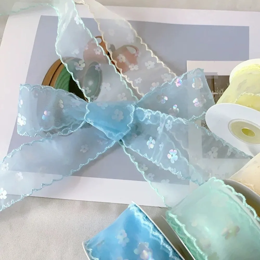 New 10 Yards Silk Ribbon 4cm Wave Edge Pleated Chiffon Ribbon Gift Wrapping Bouquets DIY Decor