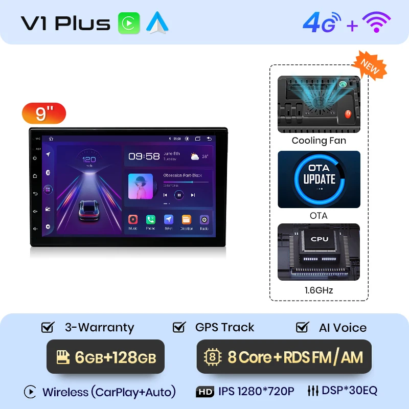 Junsun 7 9 10 Inch Universele Carplay Android Auto Autoradio Voor Vw Fiat Renault Nissan Hyundai Gps Multimedia Autoradio Stereo