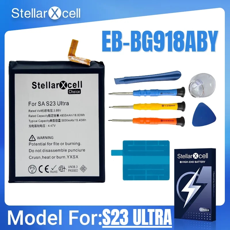 

StellarXcell-Choice Battery For Samsung S23Ultra battery EB-BS918ABY EB-BG918ABY Premium pure cobalt battery replacement