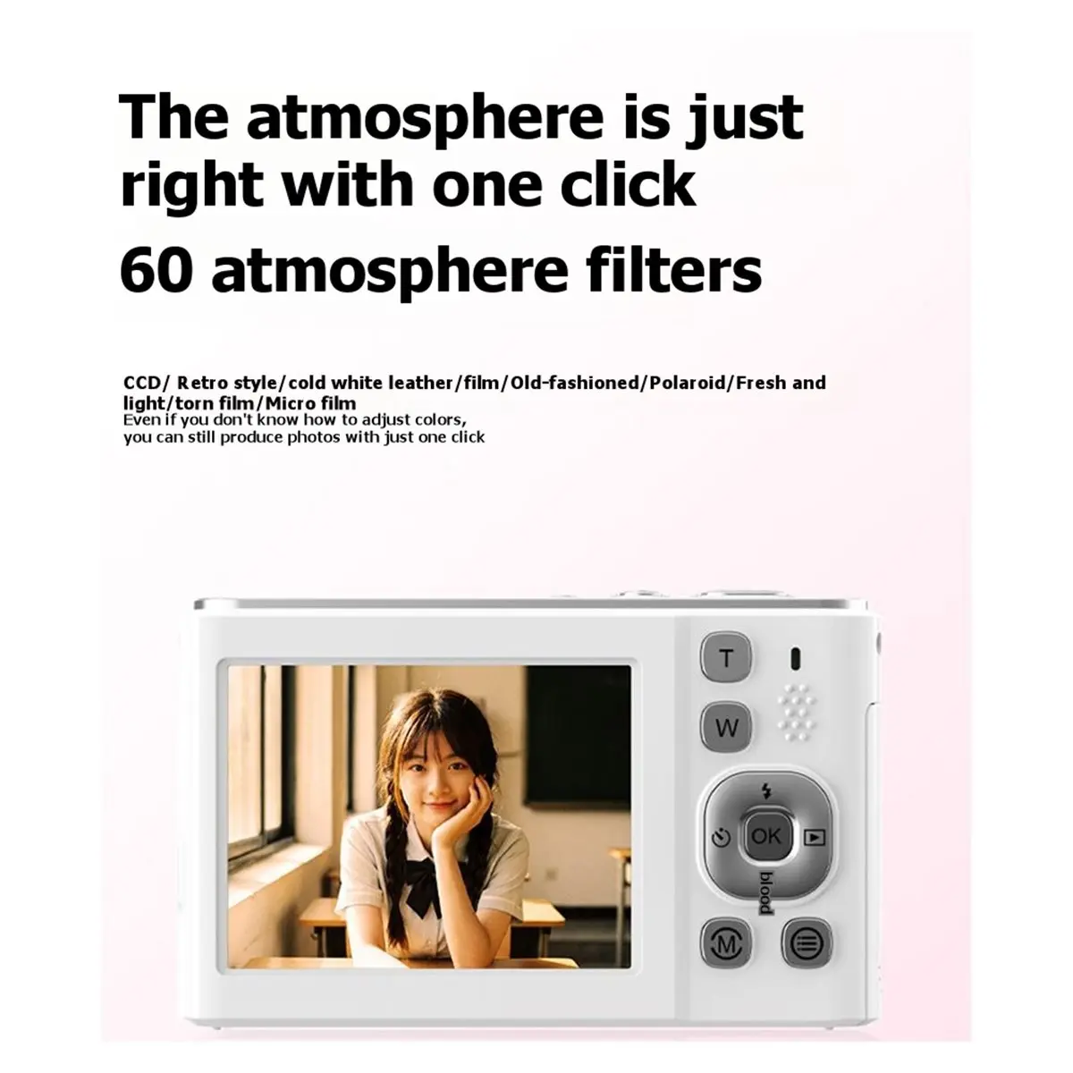 giftnew 2.8 Inch 5K HD 21MP Digital Camera Front and Rear Dual Screens for Students, Selfie, Outdoor Photography Portable White