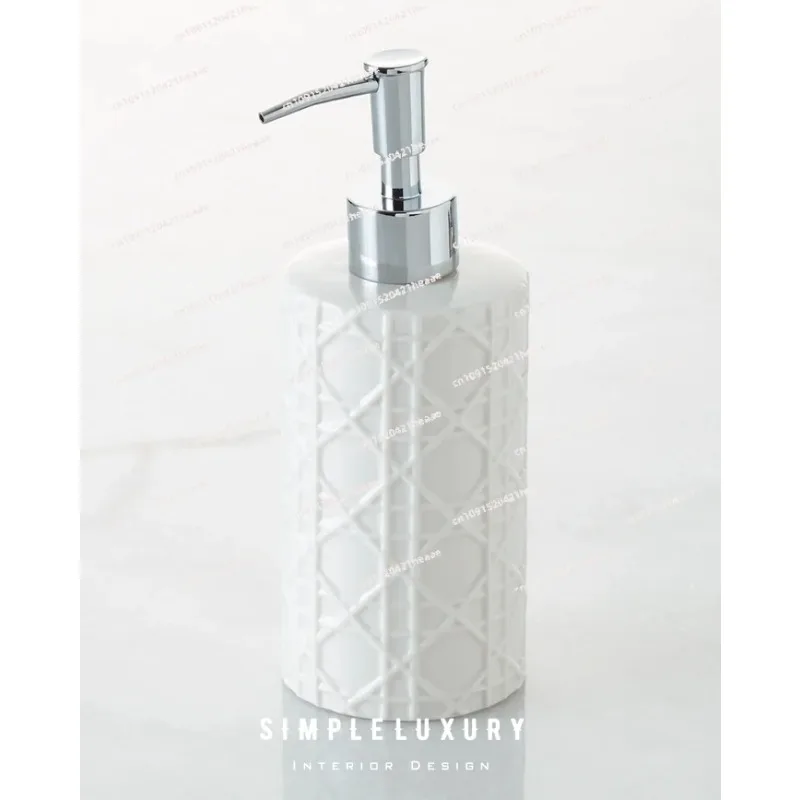 Suitable for 3D Woven Pattern White Ceramic Bathroom Handwashing Kit Cup