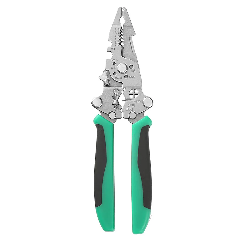 Stainless steel folding multifunctional wire stripping pliers with electric measurement lighting, electrician special winding