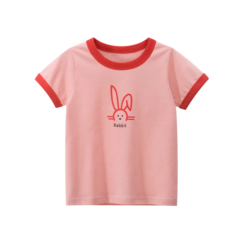 Camiseta infantil com mangas estampadas, roupa de menina infantil, top de bebê, crianças, meninas, 2 a 8 anos, verão, 2022