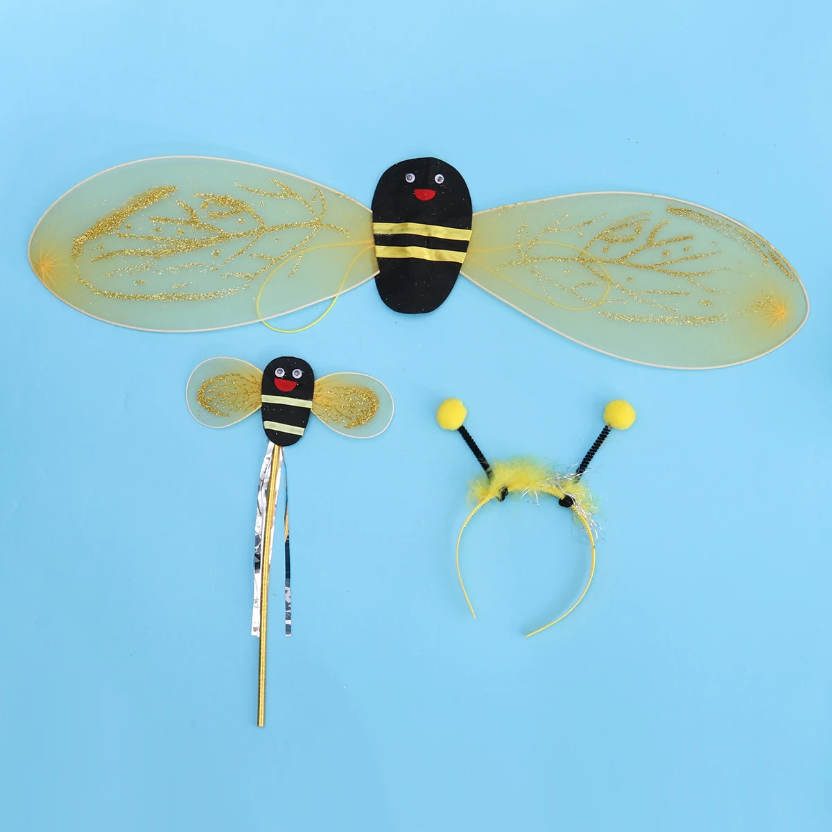 

3pcs Bee Wings Kids Costume Playtime Accessory Creative Education Yellow Honey Themed cosplay fancy