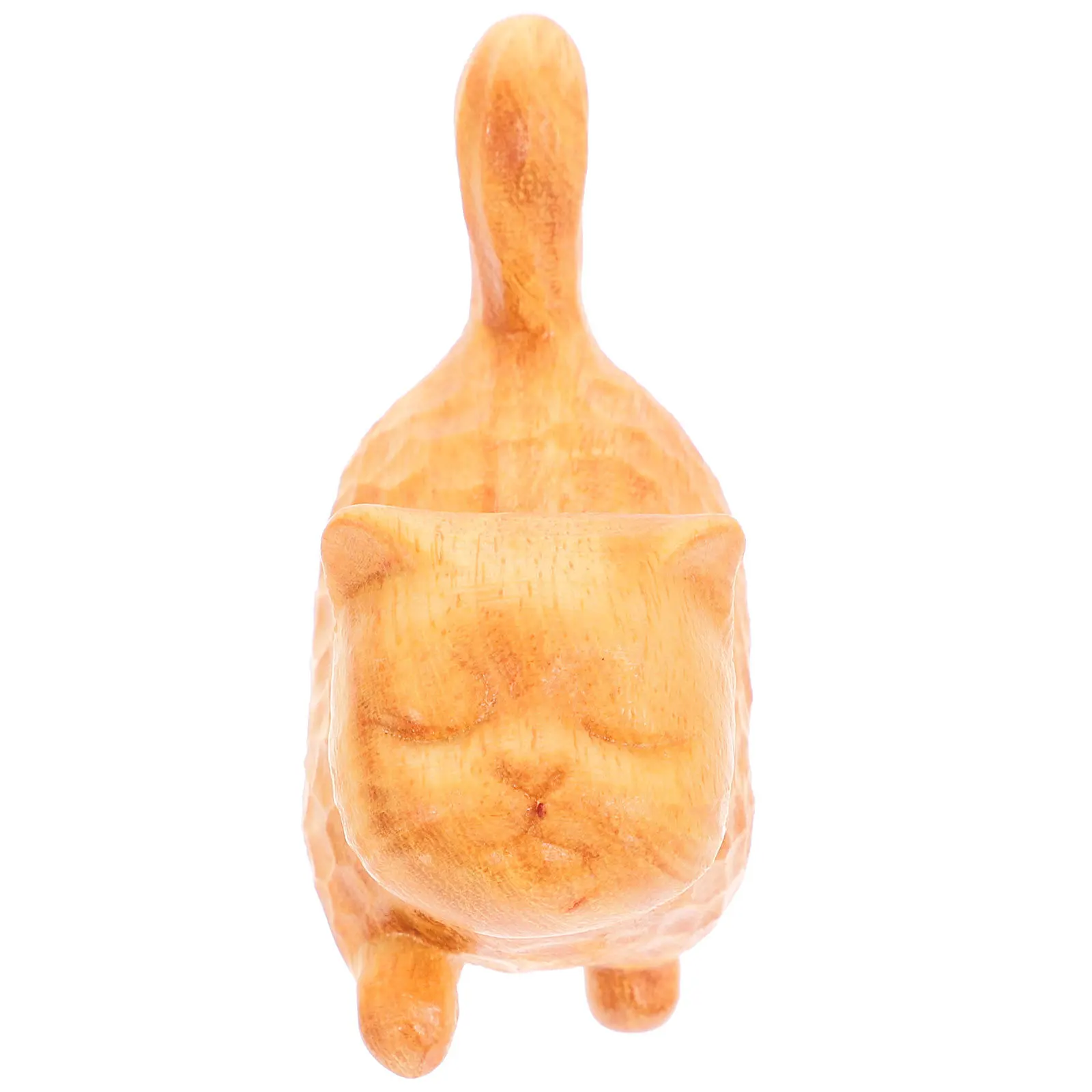 

Wooden Cat Statue Solid Wood Walking Kitten Desktop Ornament Rustic Vintage Wood Cat Craft for Bookshelf Office Decor