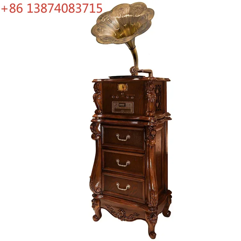 Solid Wood Phonograph Old Living Room Vinyl Record Player Old Antique 1