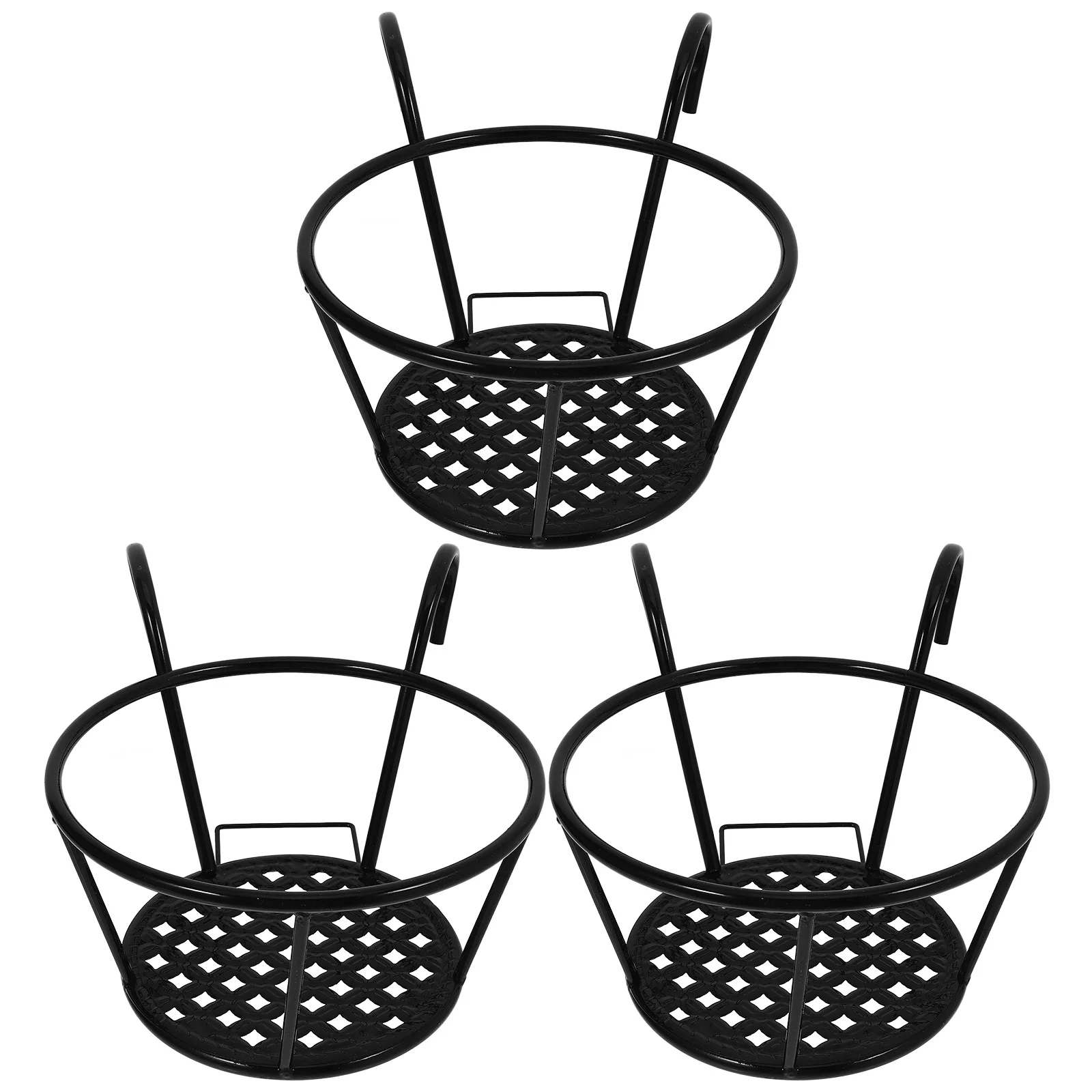 

3Pcs Hanging Flowerpot Shelf Metal Planter Iron Stand Space Saving for Balcony Fence Outdoor Display Flower Rack