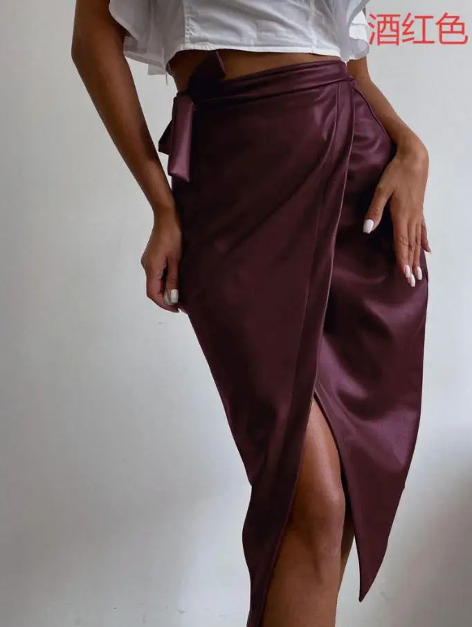 Y2K Hot Girl Style Hip Wrapped Leather Skirt Half Skirt Summer Solid Color High Waist Hot Girl Fashion Hip Wrapped Half Skirt