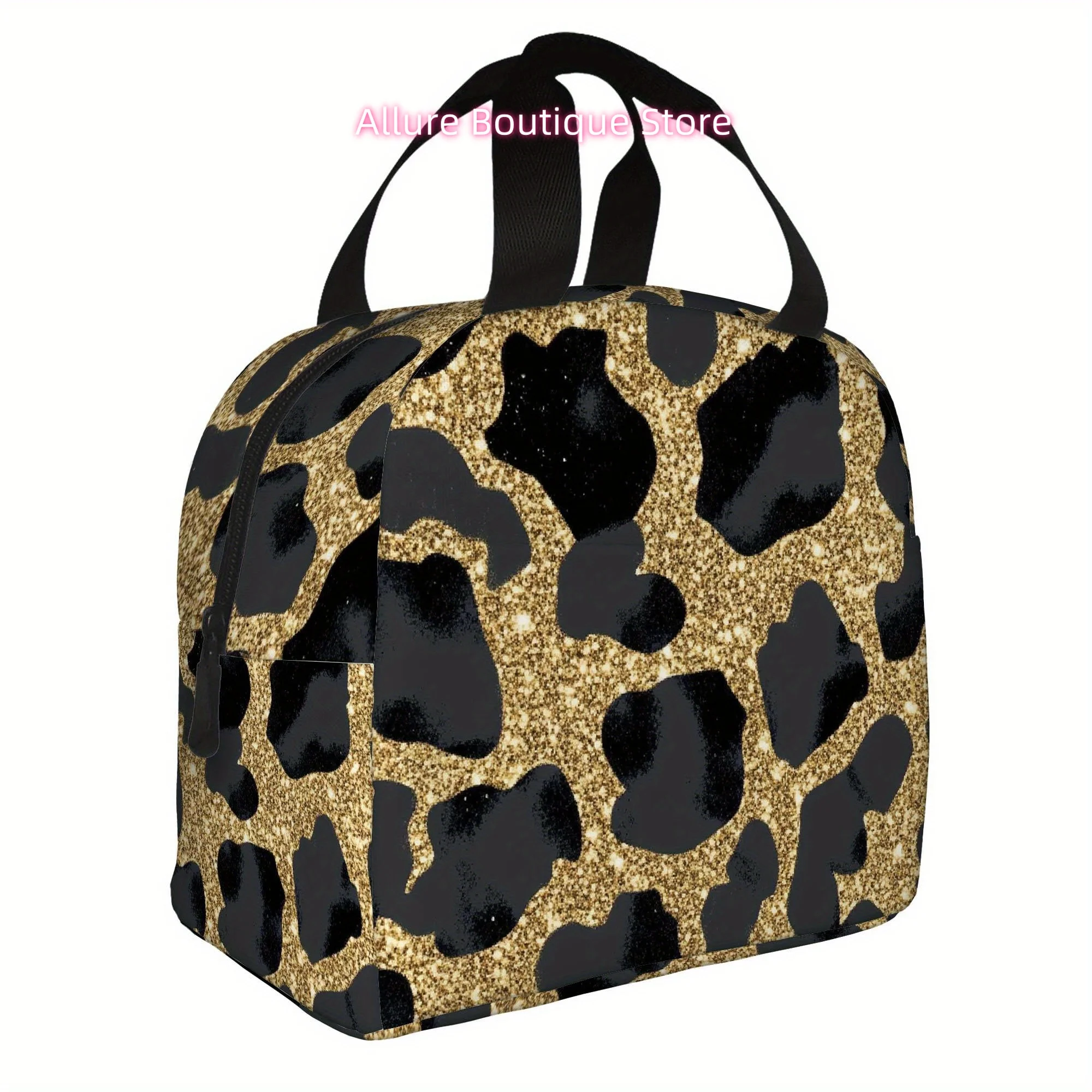 1pc, Golden Leopard Print Texture Printed Thermal Bag, Insulation Bag, Insulated Bag. Not for Food Contact. Suitable for Home, R