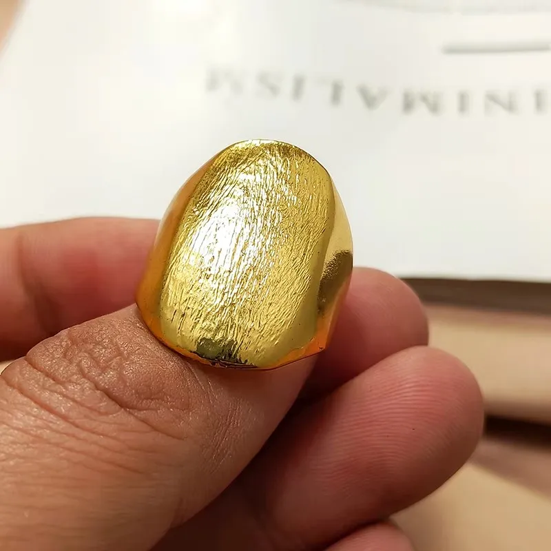 Annayoyo Unisex Arab Gold Color Big Wide Men Women Ring ,Wholesale African Party Ring Jewelry Gifts