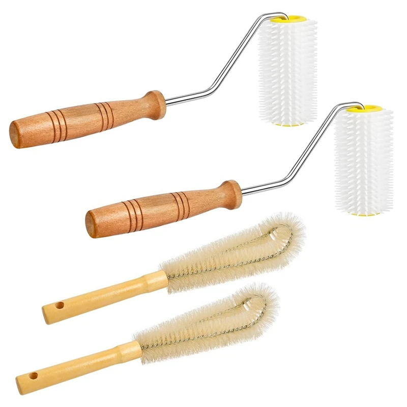 4 Pcs Honey Extractor Uncapping Needle Roller Tool With Wood Handle For Beekeeper, Honey Extractor Spinner Durable Easy Install