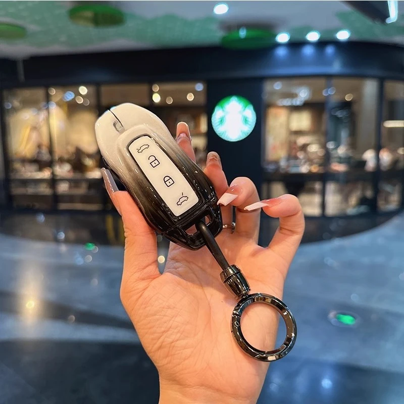 

Zinc Alloy+Leather Car Key Case Cover for Porsche New Cayenne Panamera 911 992 Taycan Car Protective Keychain Accessories