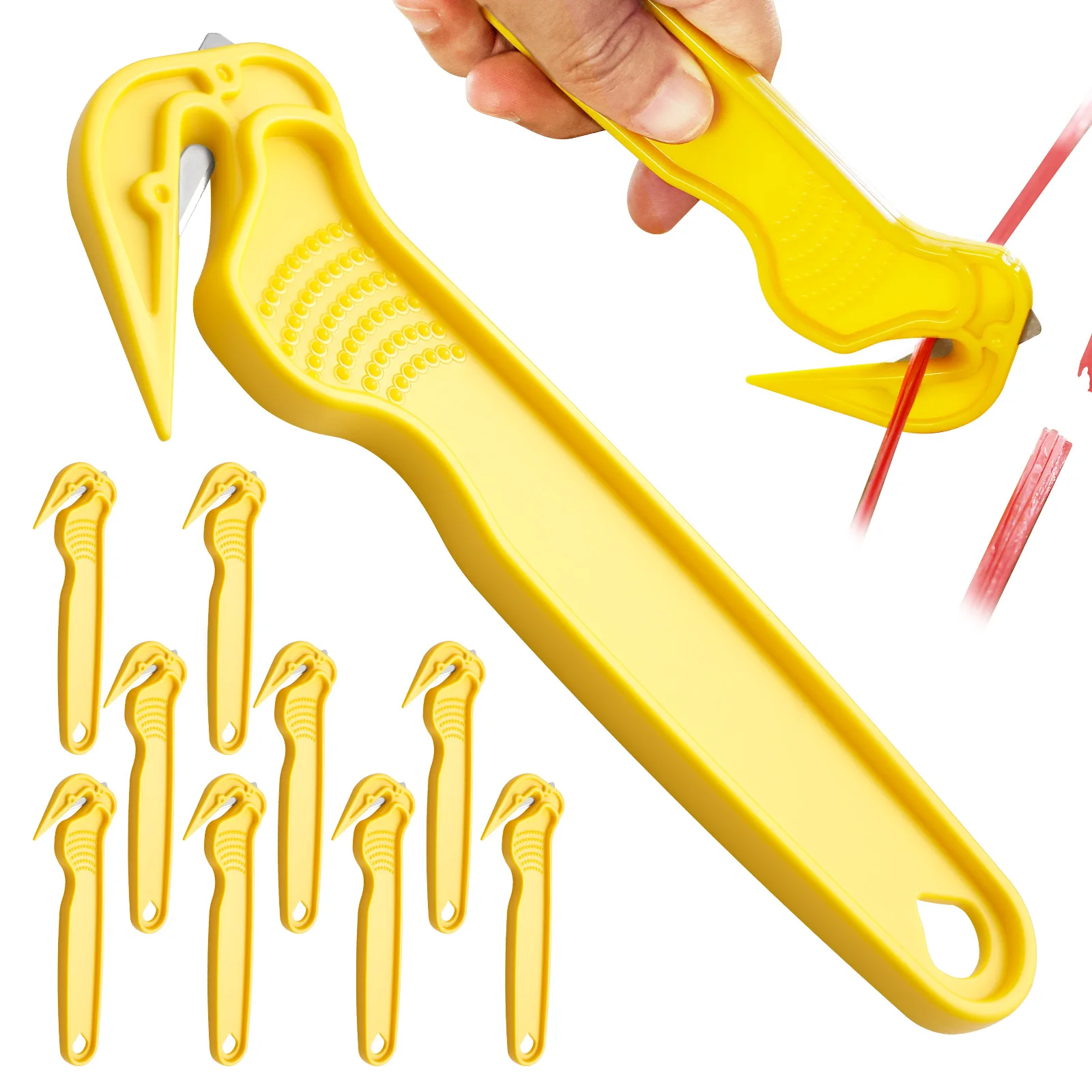 20/10Pcs Film Cutter Sturdy Alloy Steel Blade Safe Efficient Cutting Design for Shrink Wrap Stretch Wrap Tape and Plastic Strap