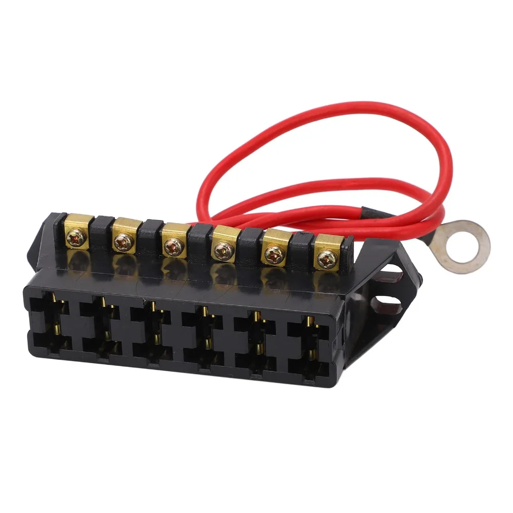 

Universal Fit 6 Way Fuseing Box 1 in 6 Out Transparent Cover Fuseing Block Distribution Block ATV