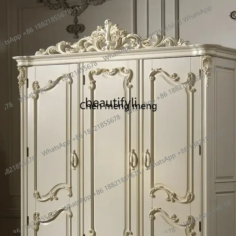 

Y183FF cqyAmerican Ivory White Distressed Solid Wood Storage Wardrobe Home Cloakroom Furniture
