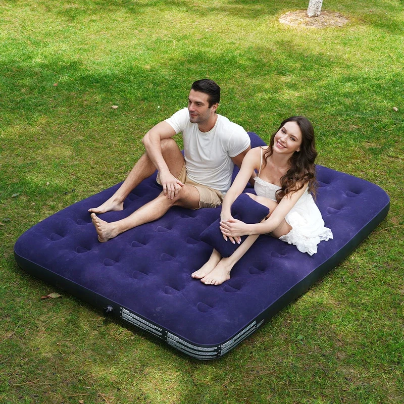 Inflatable Mattress for Guests & Home,Flocking Surface&Durable PVC , Rapid inflation, Air Bed for Camping