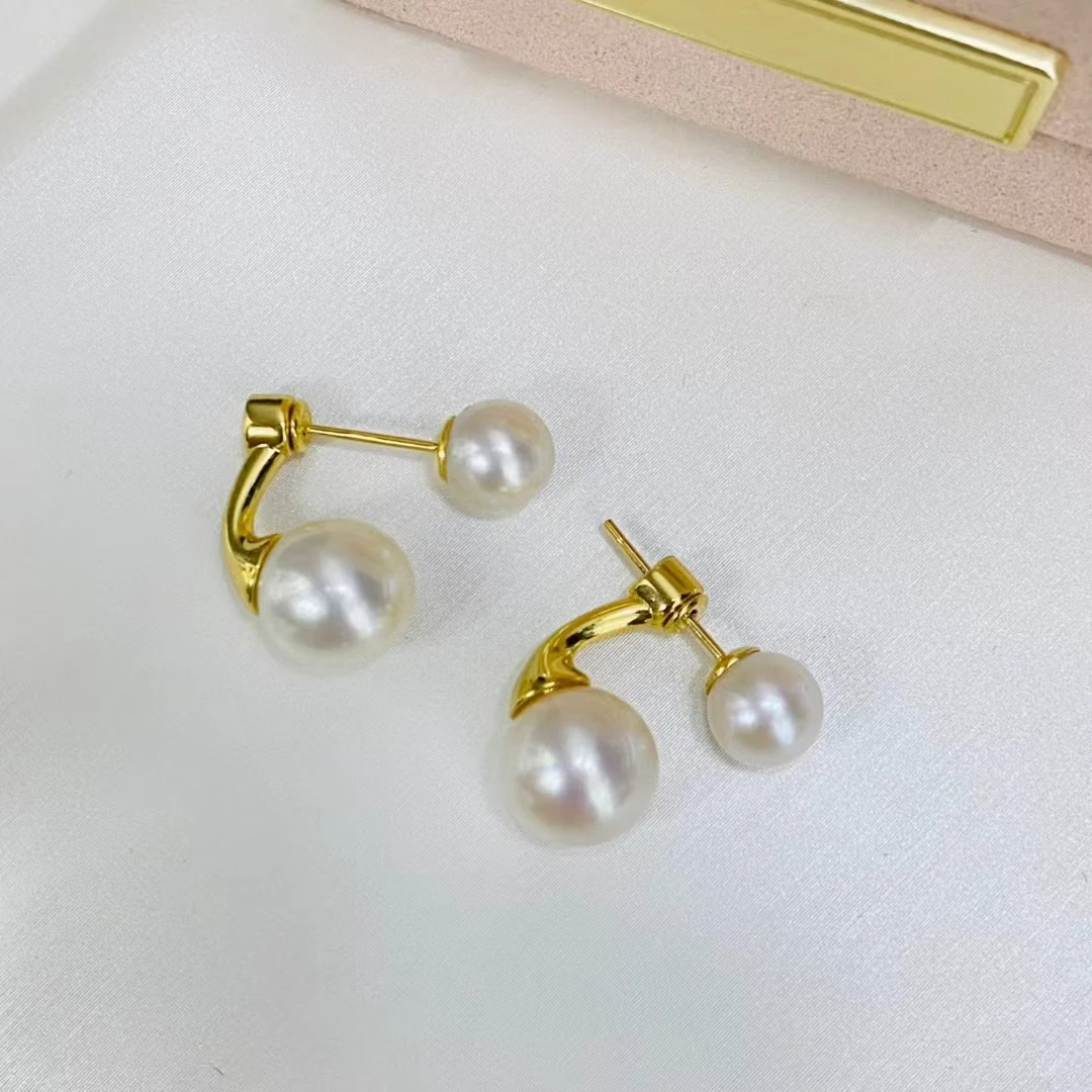 

Wholesale S925 Sterling Silver Earrings Mount Findings Settings Base Mounting Parts Accessory for 6-9mm Pearls 5 pairs/lot
