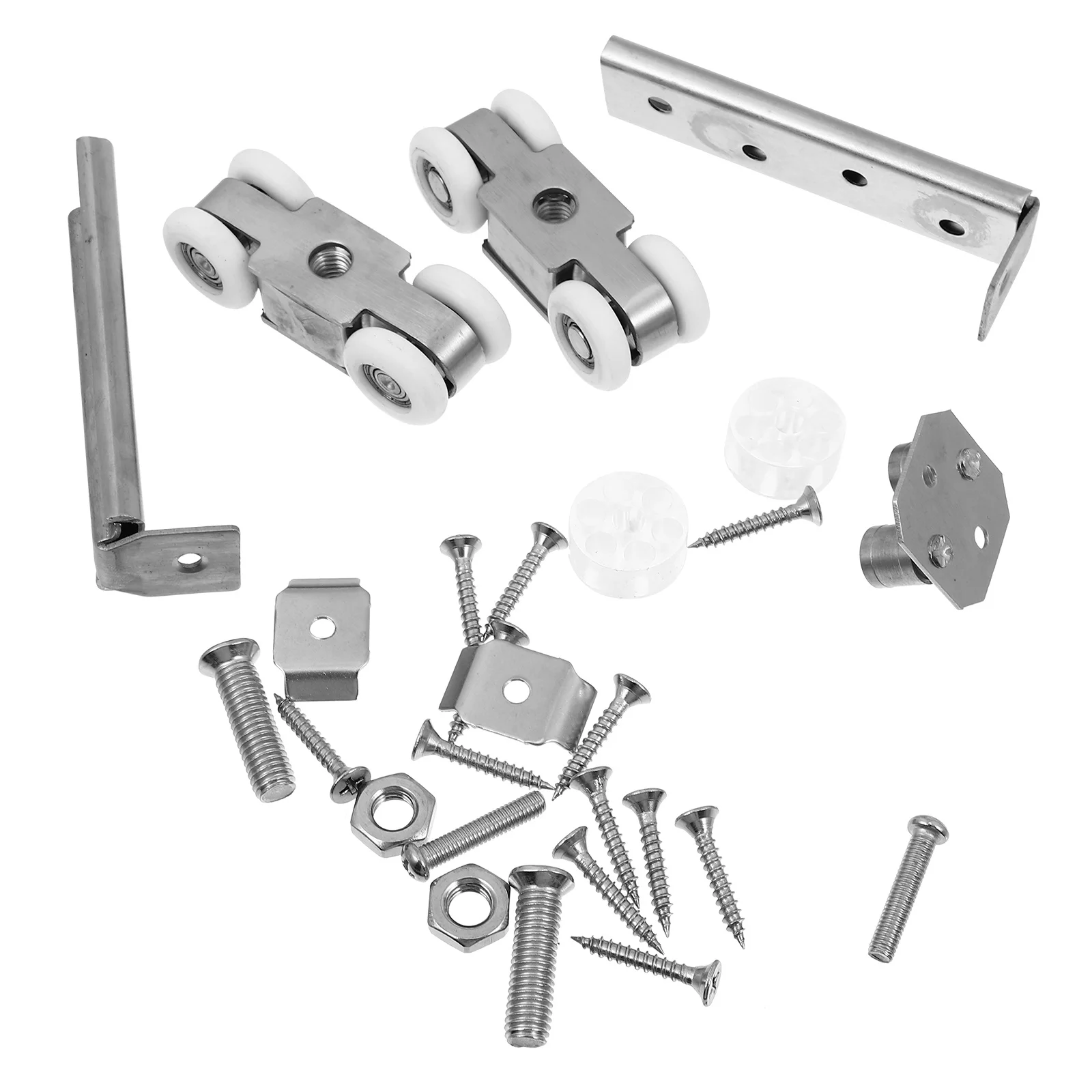 

1Set Stainless Steel Door Roller Set 4 Wheels Sliding Barn Door Track Accessories Closet Wardrobe Hardware System