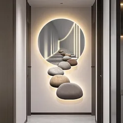Decoration Painting Of The Entrance Hall Modern Light Luxury Hanging Painting Wall Lamps Extending Mural LED Lights Painting
