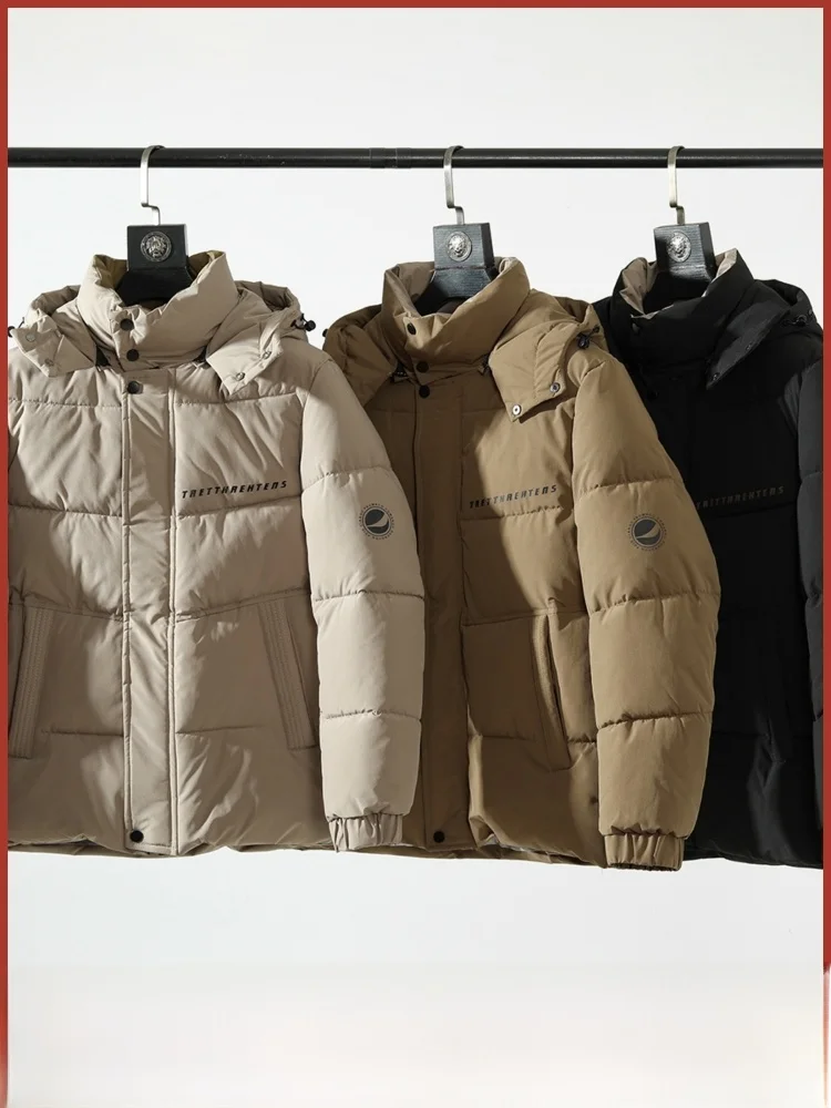 

Outdoor Thiened Cotton Jaet Men's Detachable Hood Windproof Water-resistant Winter Warm Coat Stand Fit Trendy Sle