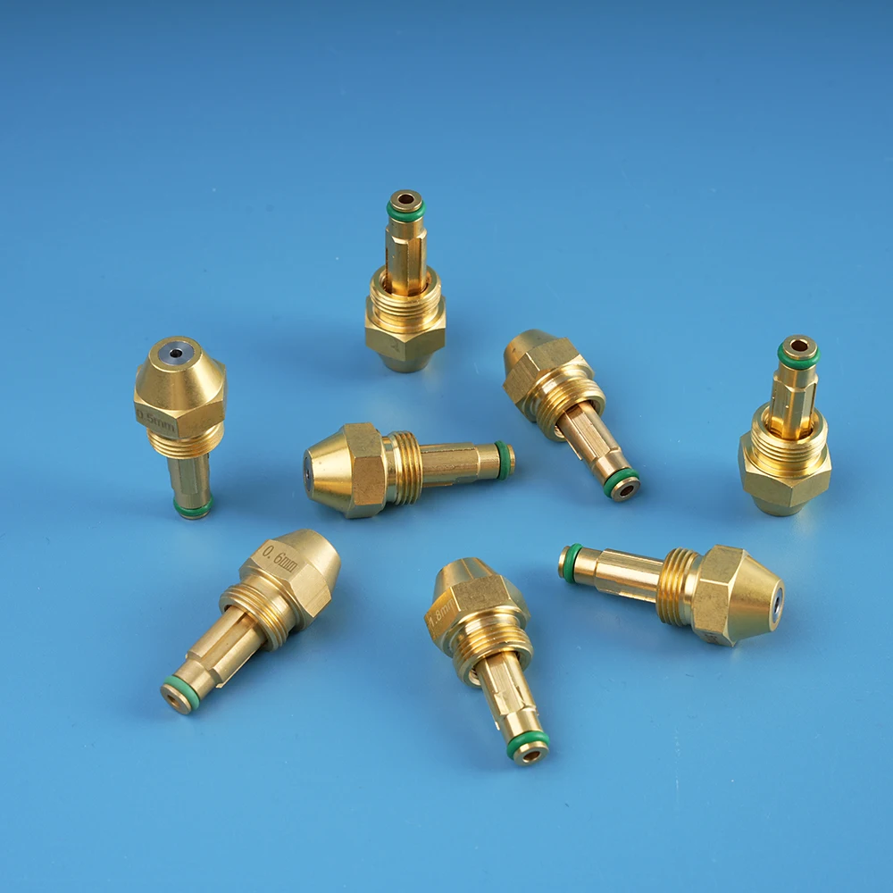 Brass Air Atomizing Fuel Nozzle, Two-Fluid Atomizing Oil Burner Nozzle with Green O-Ring Seal for Diesel, Waste Oil