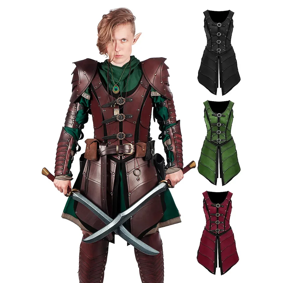 Zhongkaihua Gilet En Cuir Lacets Style Médiéval Viking Pirate - Cosplay Renaissance Halloween Homme