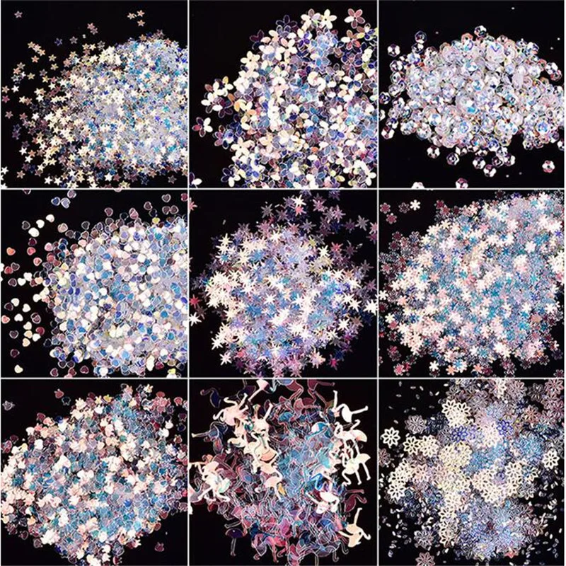 10g Crystal Transparent PVC Loose Sequins Star Flower Glitter Paillettes for Nail Art Manicure Sewing Wedding Decor Confetti