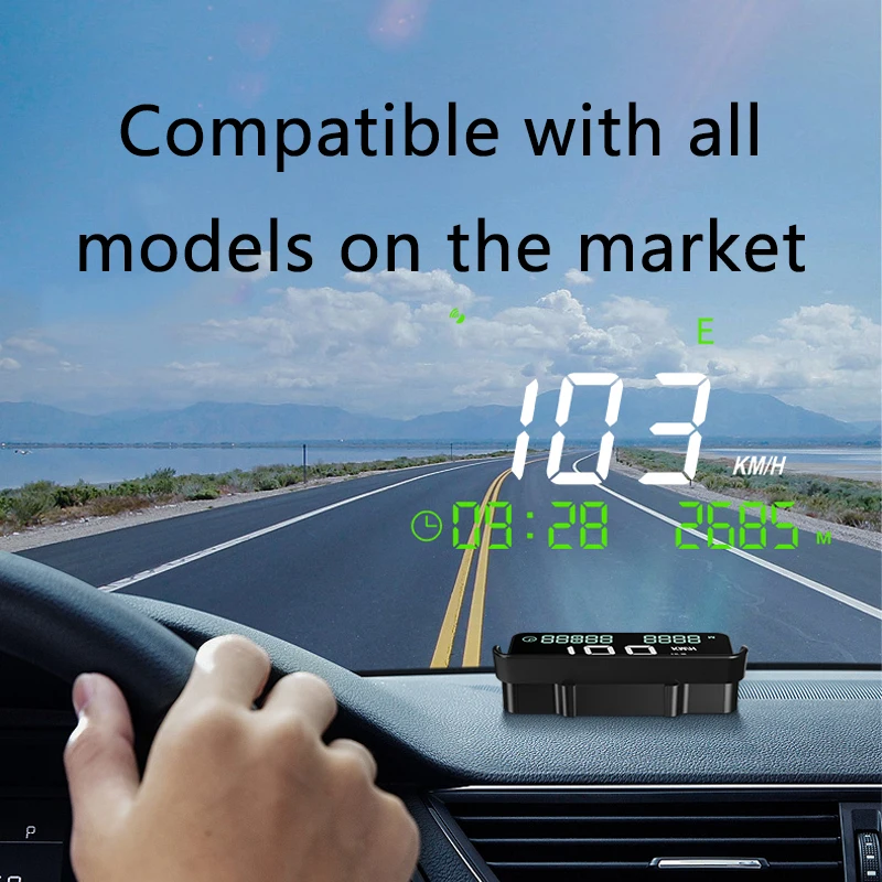 Car Head Up HD Display GPS Speedometer Speed KMH Time Compass Altitude Digital HUD Windshield Projector For All Cars Auto