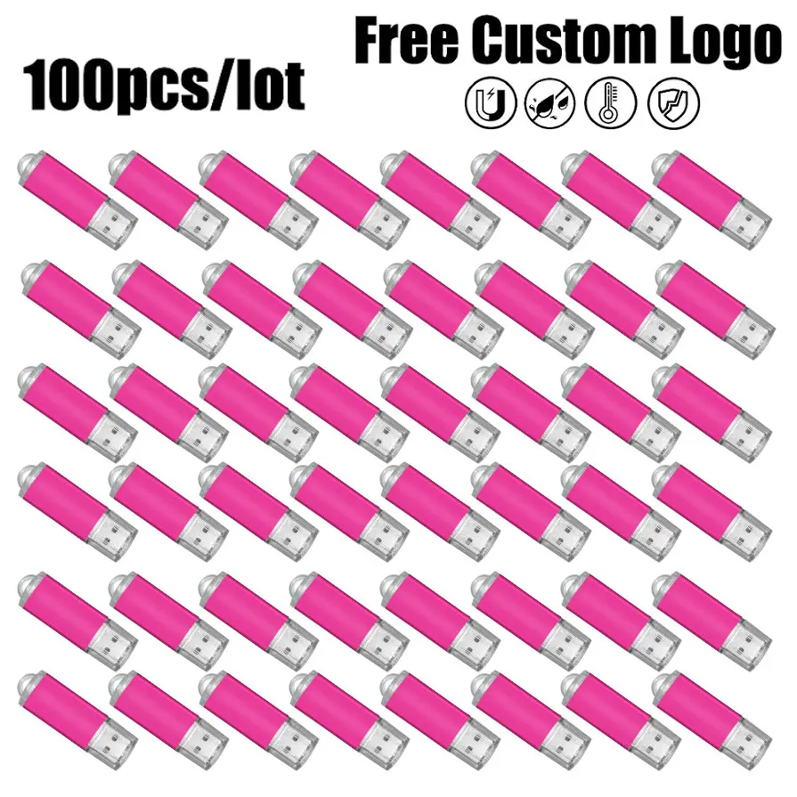 

100PCS LOT Pen Drive 128GB 64GB Free Custom Logo USB Flash Drive 32GB 16GB Wholesale Purple Metal Pen Drive 8GB 4G For Computer