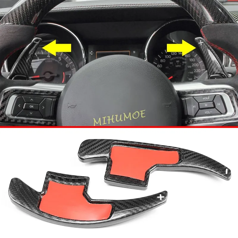 

2Pcs Car Steering Wheel Paddle Shifter Extension For 2015-2023 Ford Mustang Real Carbon Fiber Gear Shift Trims Accessories