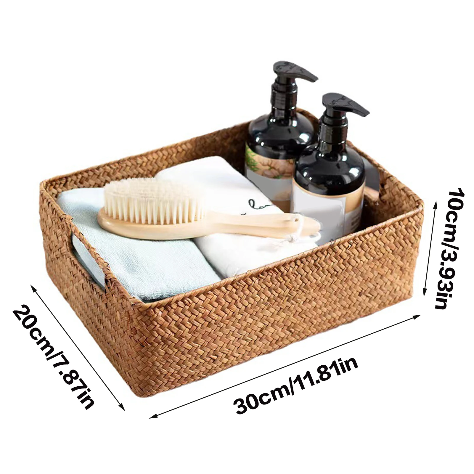 Handmade Woven Straw Storage Basket Straw Rattan Basket Picnic Basket Fruit Storage Box Cosmetic Storage Container Home Decor