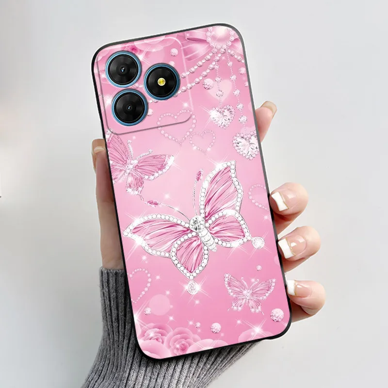 Printed Phone Case For Blackview Oscal Flat 2C Fundas Capa Soft Silicone Black Shell Cover Cute Flower Cartoon Casing Coque