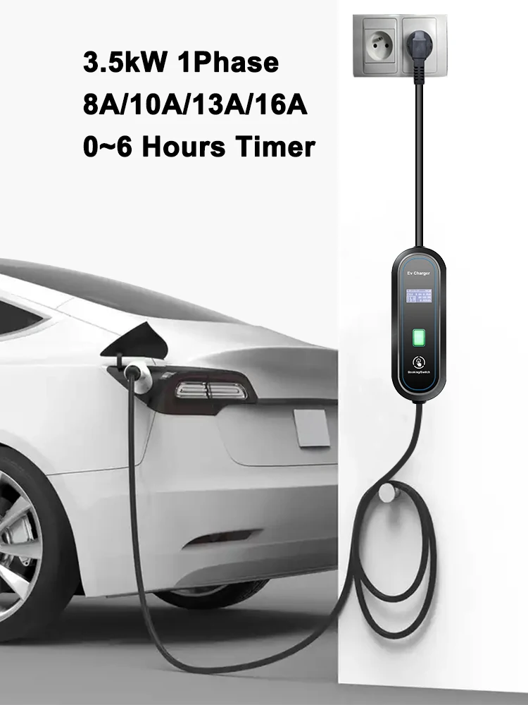 Teschev 3.5KW 16A EV przenośna ładowarka Type2 EVSE skrzynka ładująca elektryczna ładowarka samochodowa J1772 Type1 ładowarka pojazdu elektrycznego — 2