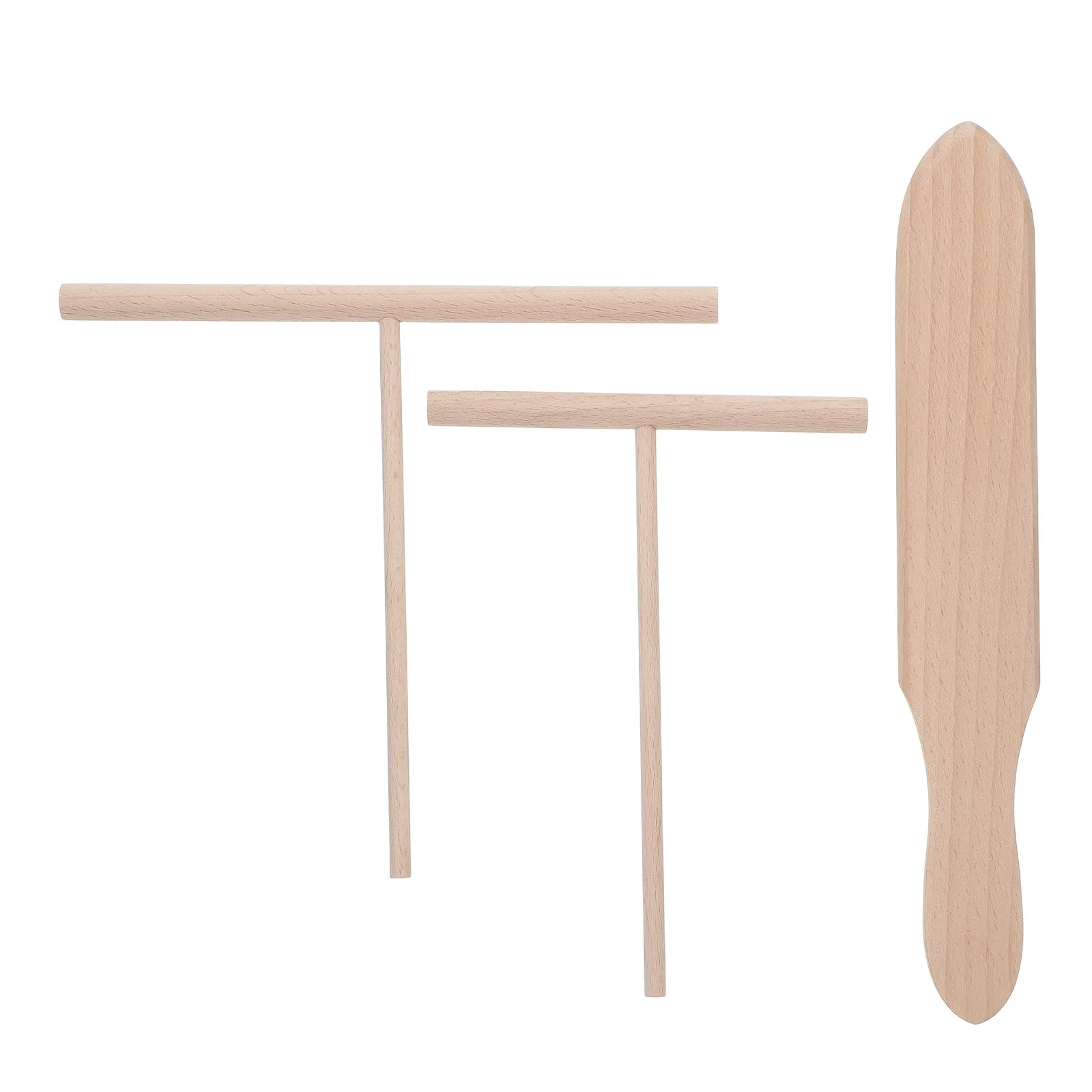 3Pcs Wooden Crepe Spreader Spatula Set T Shape Pancake Turner Rustic Kitchen Utensil for Even Spreading Flipping Nonstick Dough