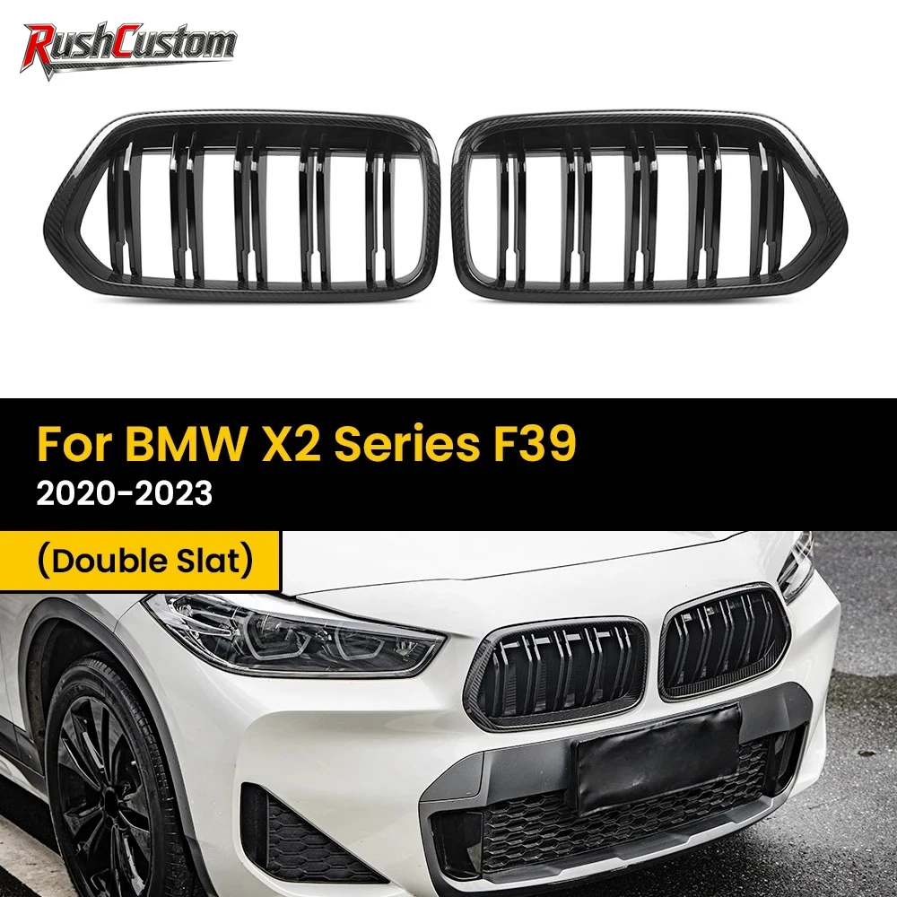 

Real Dry Carbon Fiber Front Grill Grille Replacement Front Bumper Air Vent Hood Kidney Grille For BMW X2 Series F39 2020-2023