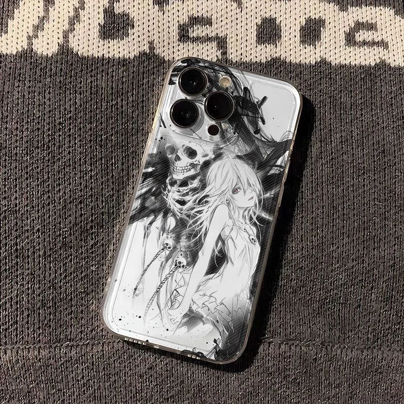 

Luxury Cute Death God Skeleton Girl Soft Case For iPhone 11 12 13 14 15 16 17 Pro Max XS XR 8 7 Plus X SE Cover