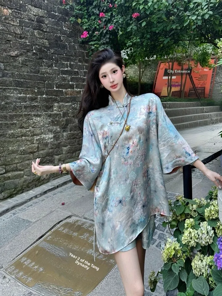 

2025 Summer New Faionable Versatile Chinese National Sle Set Women's Clothing adient Embroidery Slimming Effect